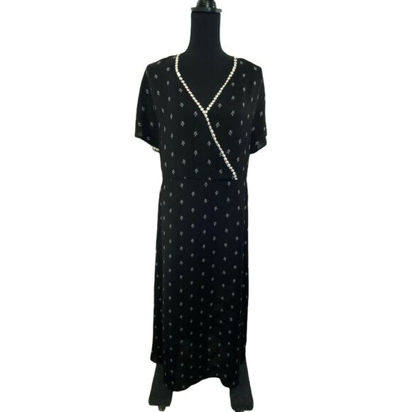 New Anthropologie Pleione Black Floral Maxi‎ Business Workwear  Dress Small - Picture 2 of 6